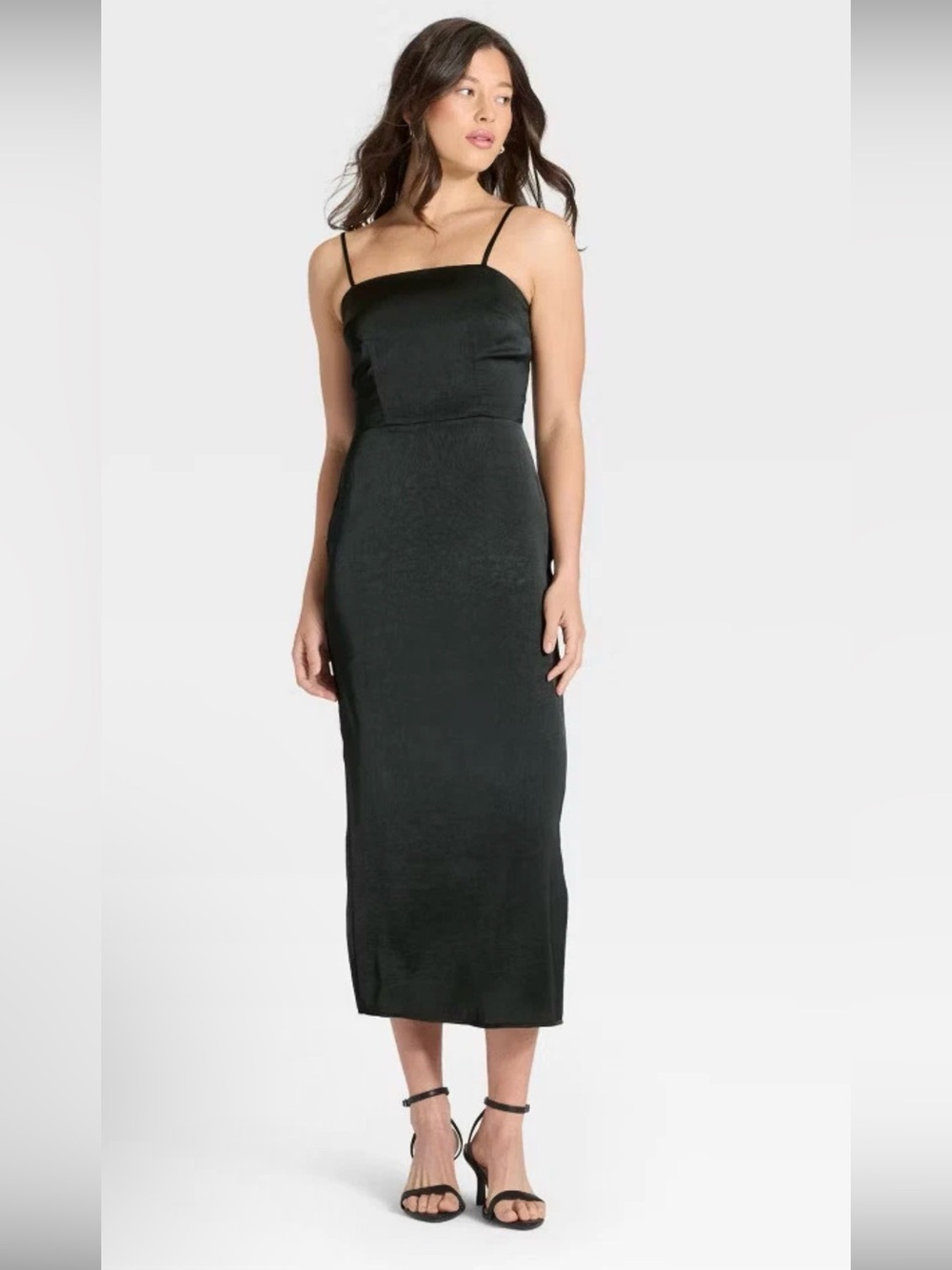 A New Day Black Column Slip Midi Slip Feminine Dress XXL Side Slit NWT - Picture 10 of 10